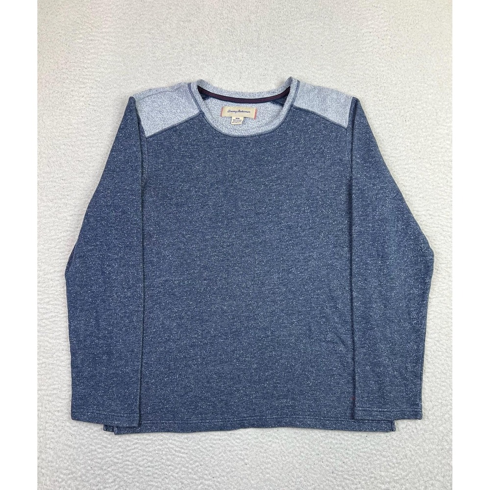 Tommy Bahama Sweater Mens Medium Blue Gray Crewneck Pullover Marlin Logo Casual